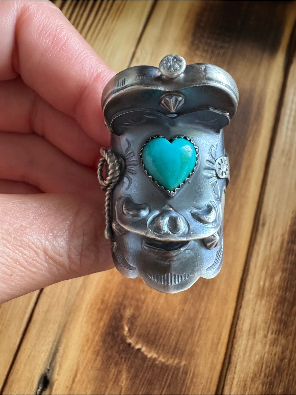 Tim Yazzie Kingman Heart Saddle Ring